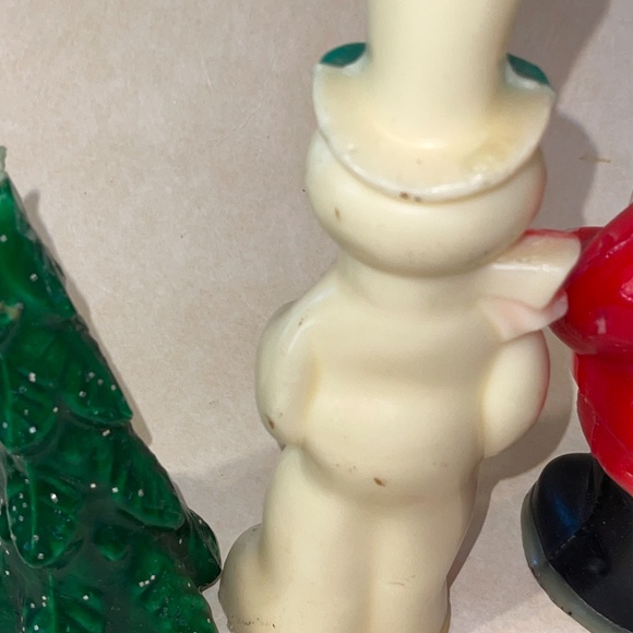 Vintage Lot of 11 Gurley ? Christmas Green Hat Snowman Tree Reindeer Wax Candles - Picture 8 of 16